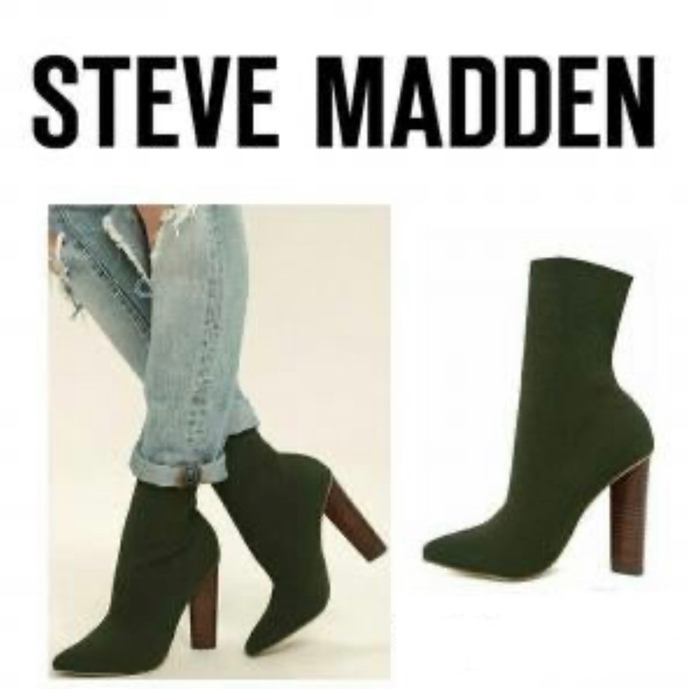 Olive Green STEVE Madden Lombard Pointy Sock Boot